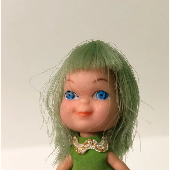 Vtg 1970s Liddle Kiddle Clone Doll Green Hair 2 Inch Tall  Hong Kong - Picture 14 of 15